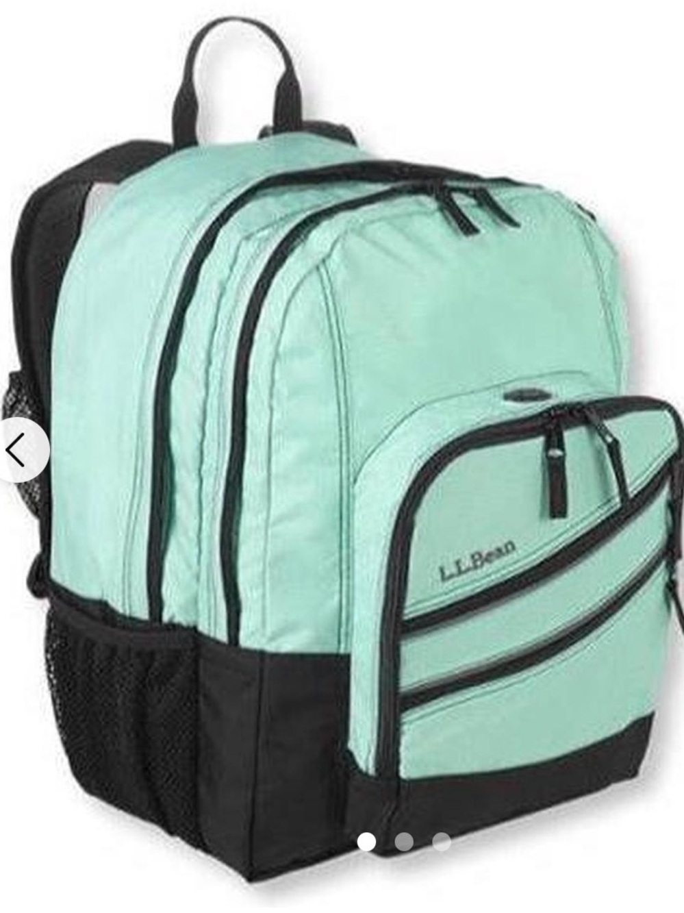 L.L. Bean Mint Green and Black School Backpack